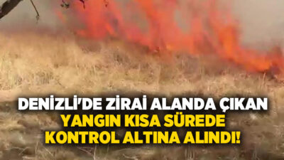 Denizli’nin Tavas ilçesinde zirai üretim yapılan alanda çıkan anız yangını,