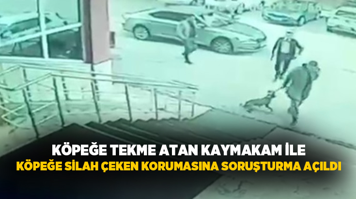 Erzurum’un Palandöken ilçesi Kaymakamı Yunus Kızılgüneş ve korumasının "bir köpeğe