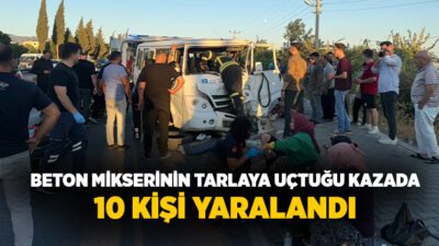 Aydın’ın İncirliova ilçesinde beton mikseri karşı şeride geçerek iki servis