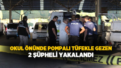 Aydın'ın Efeler ilçesinde bir lisenin önünde 2 şahsın pompalı tüfekle