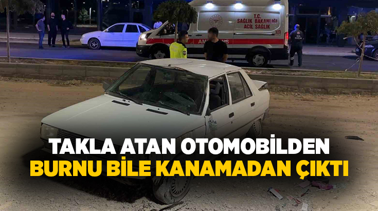 Aksaray’da sürücüsünün direksiyon hakimiyetini kaybettiği otomobil kontrolden çıkarak takla attı.