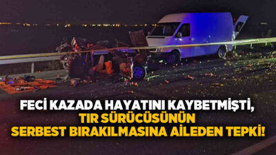 Denizli’nin Serinhisar ilçesinde bir tırın arkadan çarptığı otomobili 69 metre