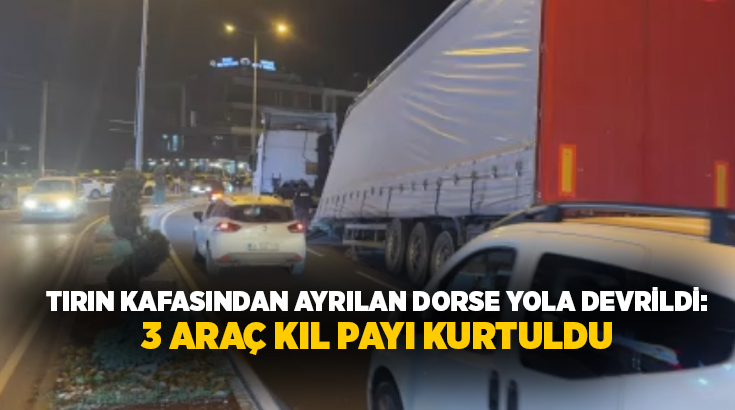 Düzce’de tırın dorsesinin düşmesi sonucu korku dolu anlar yaşandı. Dorsenin