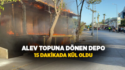 Muğla'nın Bodrum ilçesinde çıkan yangında bir depo alevlere teslim oldu.