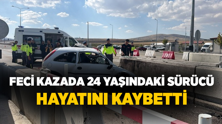 Aksaray’da Niğde-Ankara Otoyolu Ortaköy gişelerinde kontrolden çıkan otomobilin beton bariyere