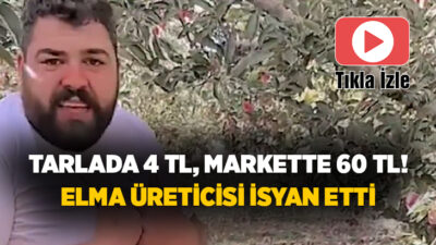 Antalya’nın Elmalı ilçesinde elma hasadı yapan bir üretici, açıklanan alım
