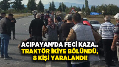 Denizli'nin Acıpayam ilçesinde servis minibüsü ile traktörün çarpıştığı trafik kazasında