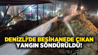 Denizli’nin Pamukkale ilçesinde bir besihanede bulunan samanların alev alması sonucu