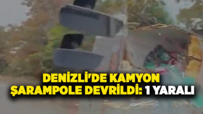 Denizli’nin Acıpayam ilçesinde kontrolden çıkarak şarampole savrulan kamyonun sürücüsü yaralandı.