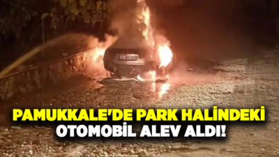Denizli’nin Pamukkale ilçesinde park halindeki bir otomobilde çıkan yangın, itfaiye